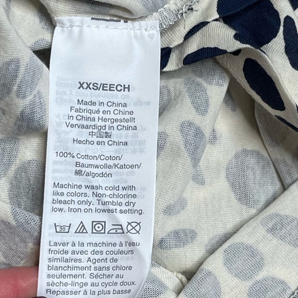 J.Crew Wavy Dots Turtleneck Long Sleeve Top Navy & White Abstract Print XXS - Picture 7 of 10